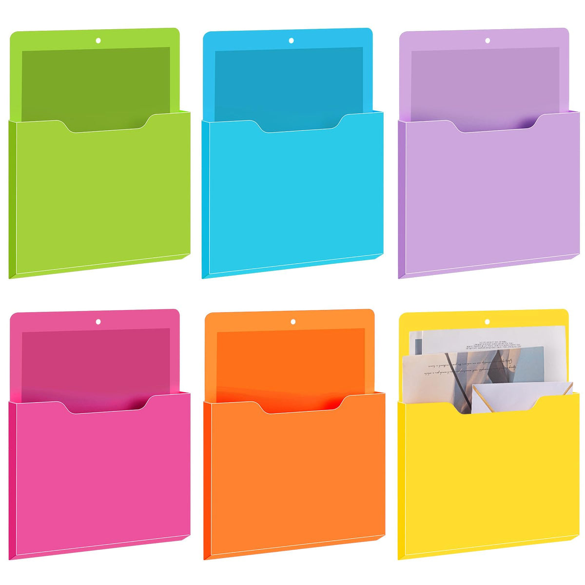 Fuutreo Magnetic Wall File Holder,6pcs,Bright Color,Vertical-large