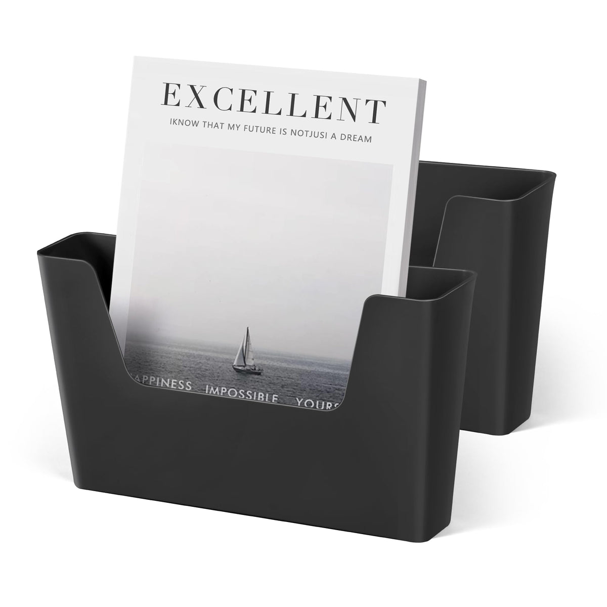 YOHOM Adhesive File Holder Plastic Document Folder Door No Drilling Mount Mail Magazine Organizer
