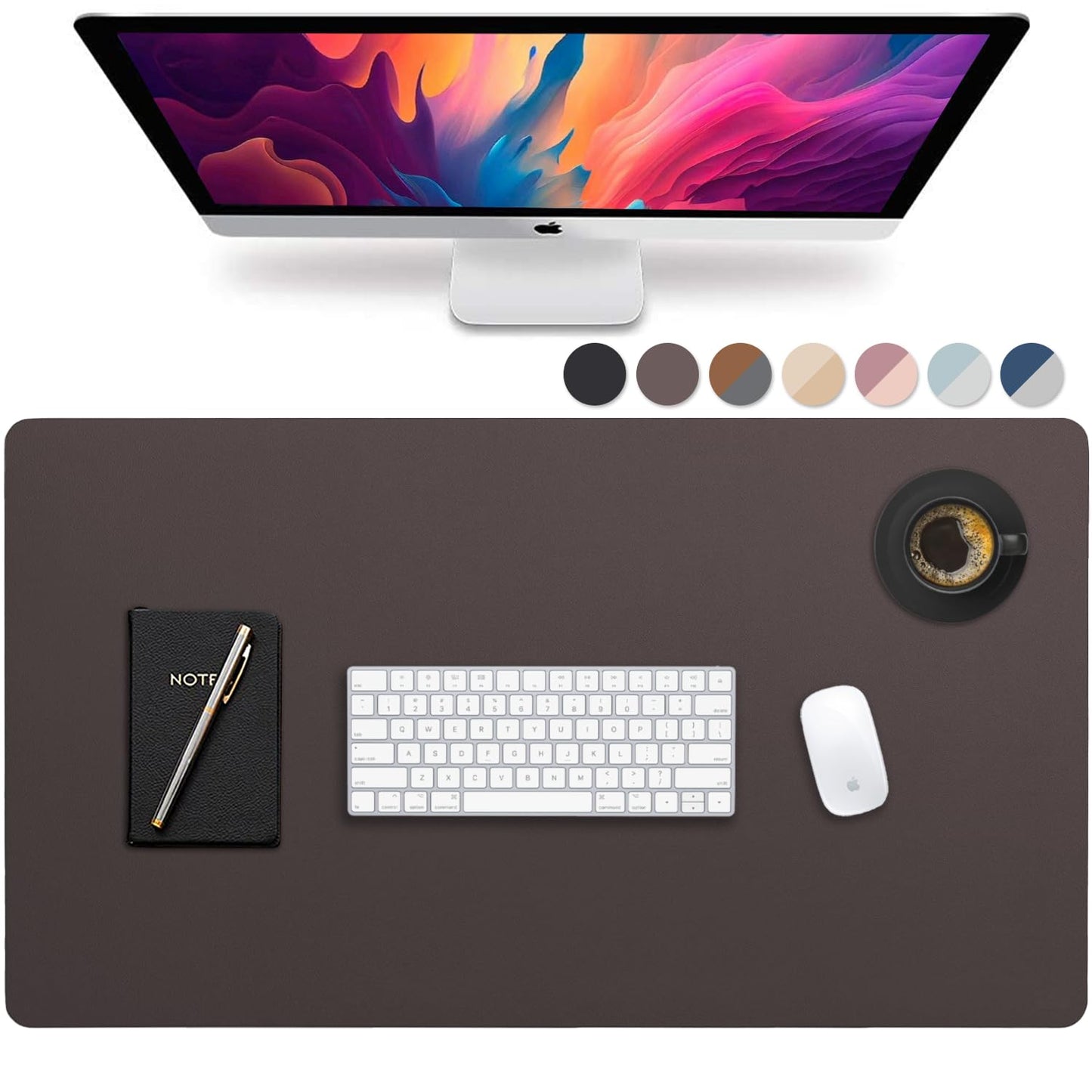 Vine Creations Leather Desk Mat Large 36" x 20", Desk Protector Mat, PU Leather Desk Pad, Large
