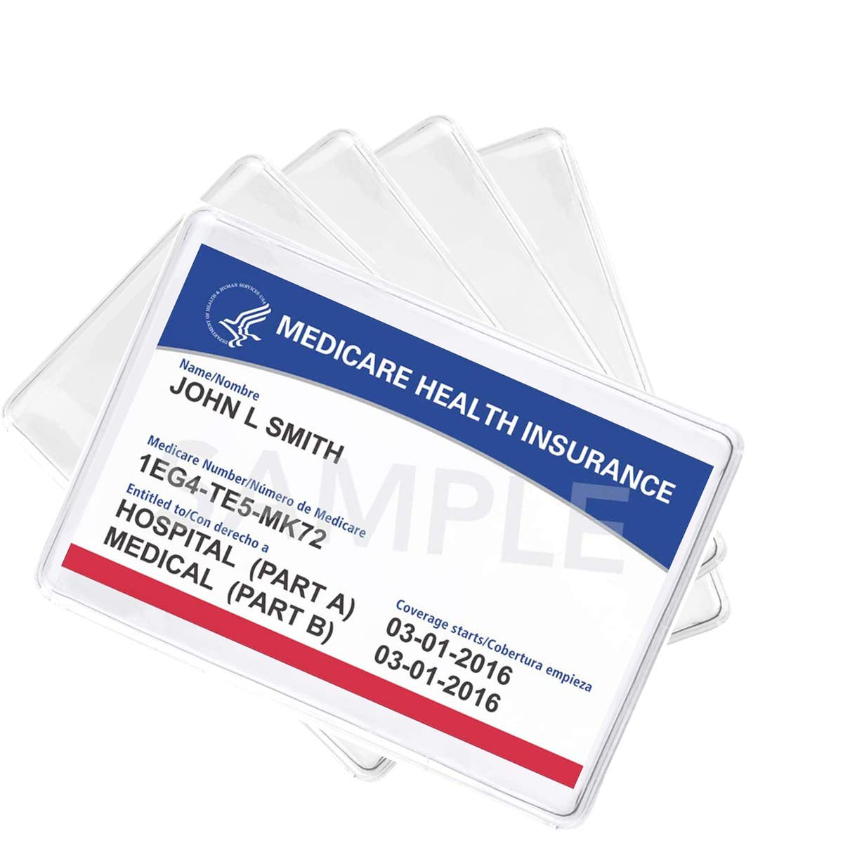 Bulk 25 Pack - Premium Medicare Card Protector Sleeves - Durable 2 ⅜ X 3 ⅜ Business Card Holders