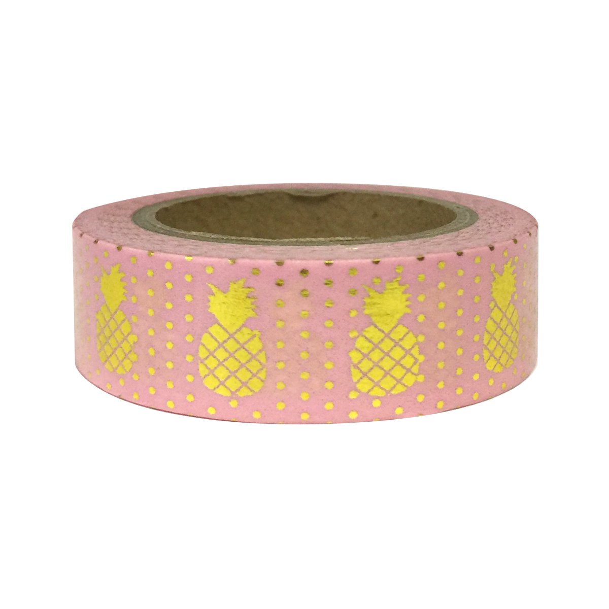 Wrapables Colorful Washi Masking Tape, Golden Pineapple Pink