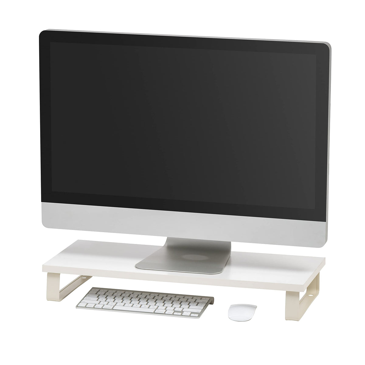 IRIS USA 1-Tier Monitor Stand with Metal Legs Desktop Organizer, White