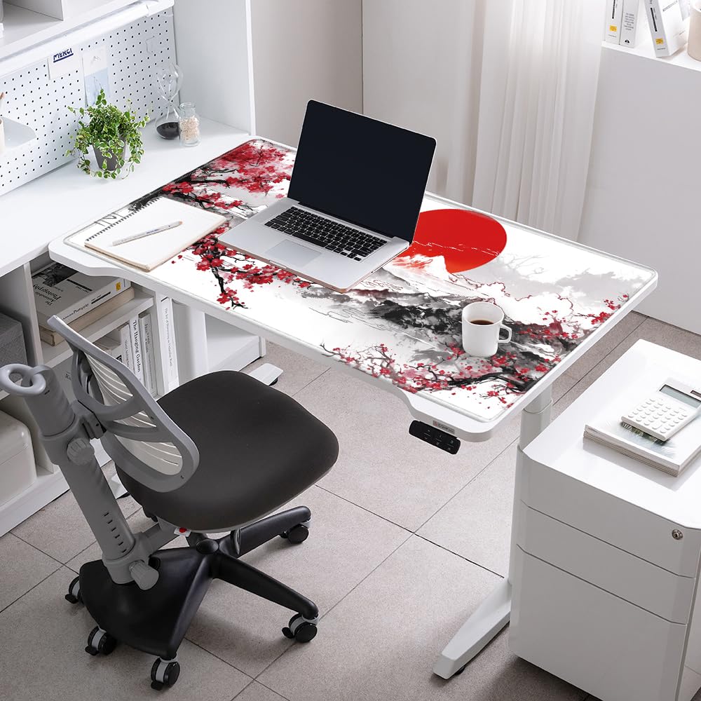 48x24 Mouse Pad Giant Cherry Blossom Desk Mat Large Mousepad Gaming Red Sakura Mouse Mat Huge