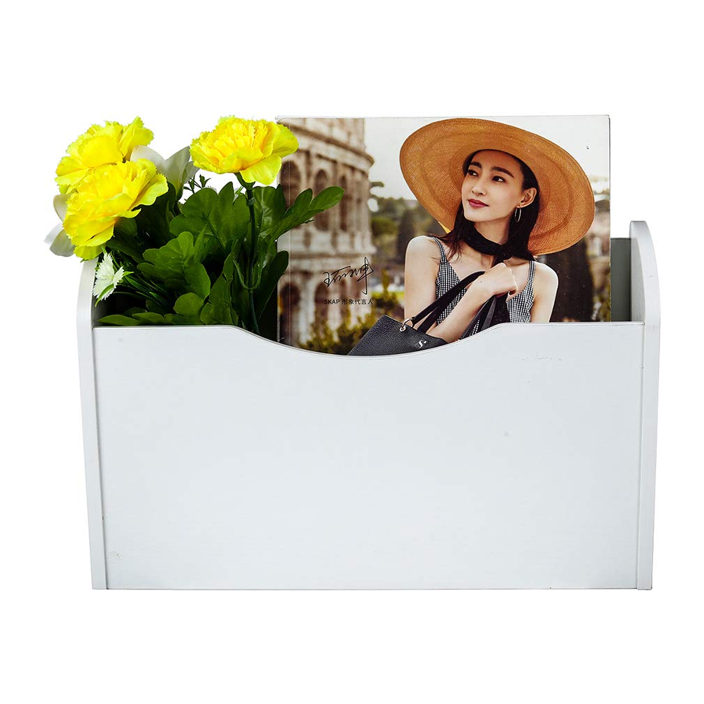 PAG-Mass Wall File Holder Wall Mounted Wood Hanging File Organizer for Office, 2 Pockets, White