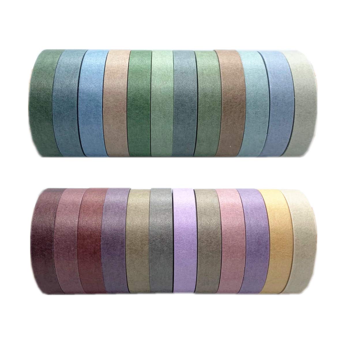 VIVIQUEN 24 Rolls Washi Tape Set Colored Masking Tape Pack Decorative Thin Tapes Children and Gifts