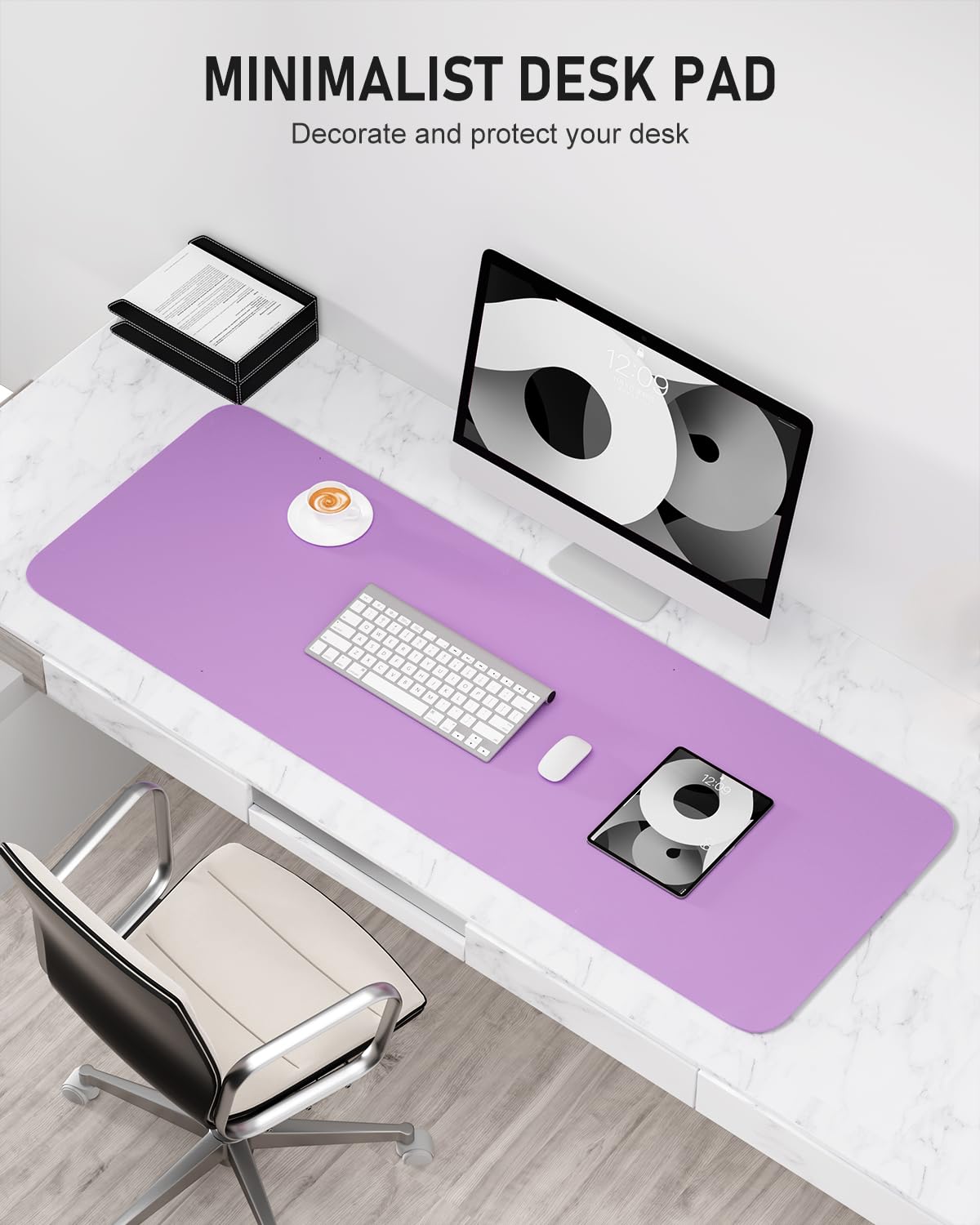 Niniubye Desk Pad, 48" x 17" PU Leather Non-Slip Desk Mat Large Mouse Pad for Desktop, Waterproof