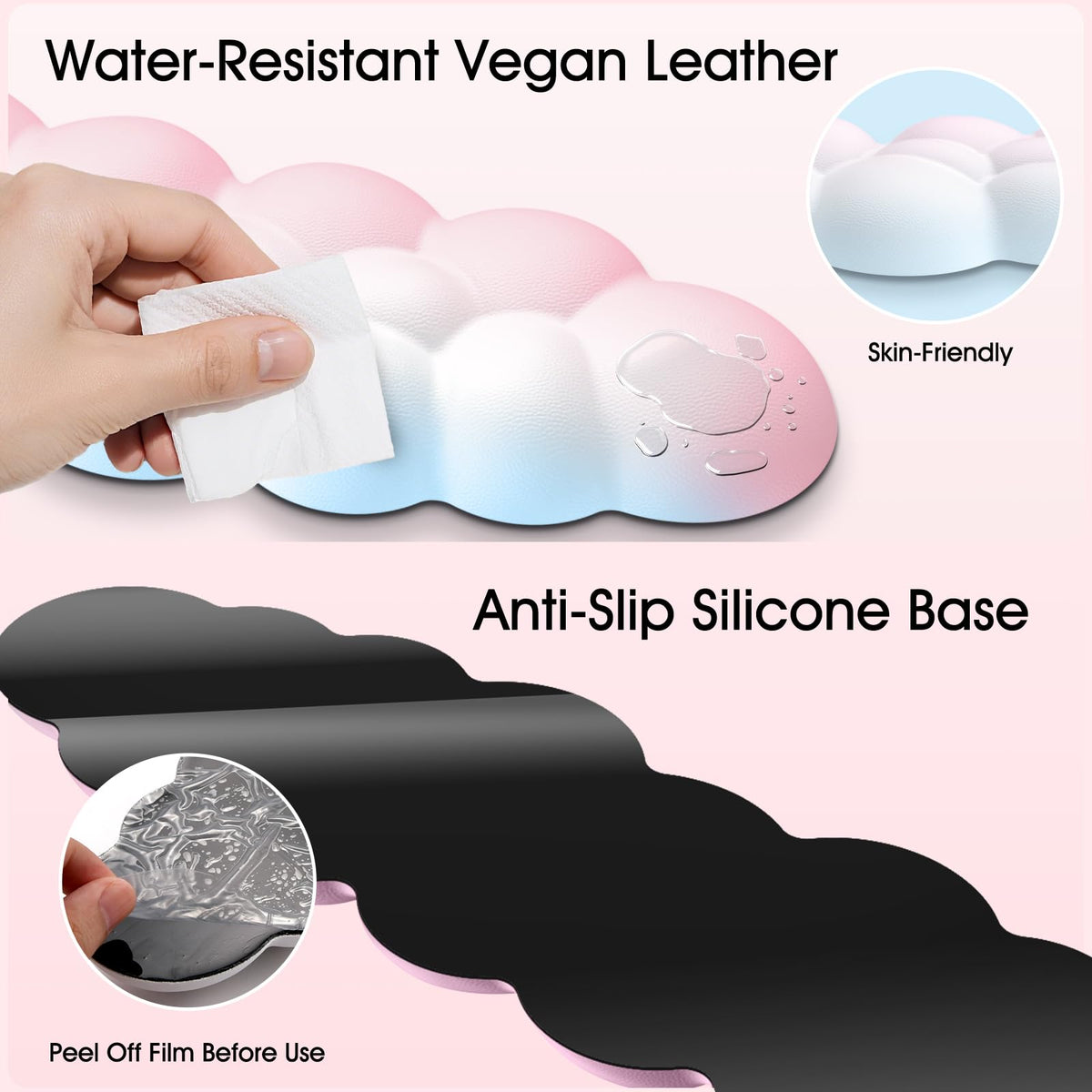 Sushret Cloud Wrist Rest for Computer Keyboard and Mouse Pad Set, Rainbow
