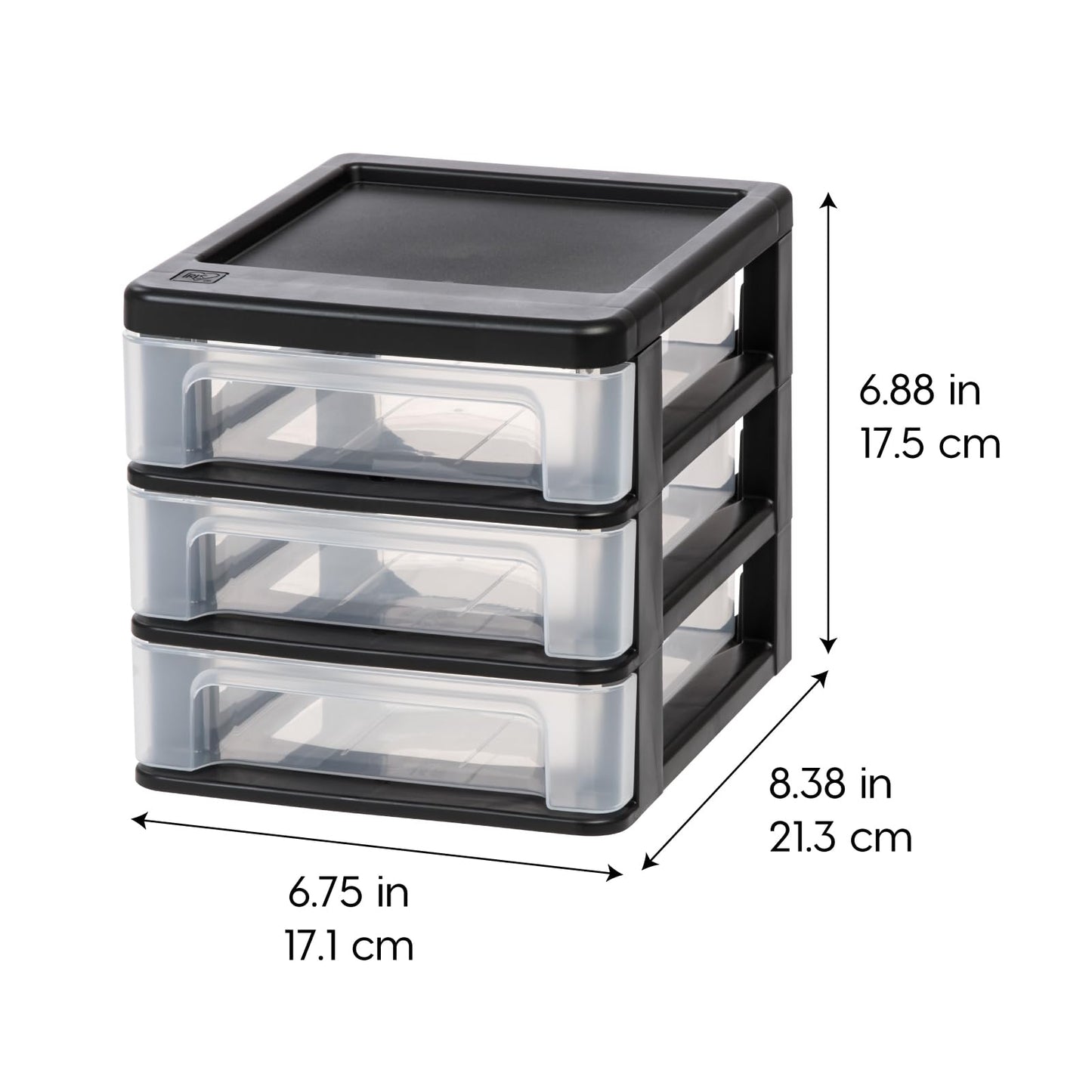 IRIS USA 4-Pack, 3-Drawer Small Plastic Stacking Desktop Organizer, Black