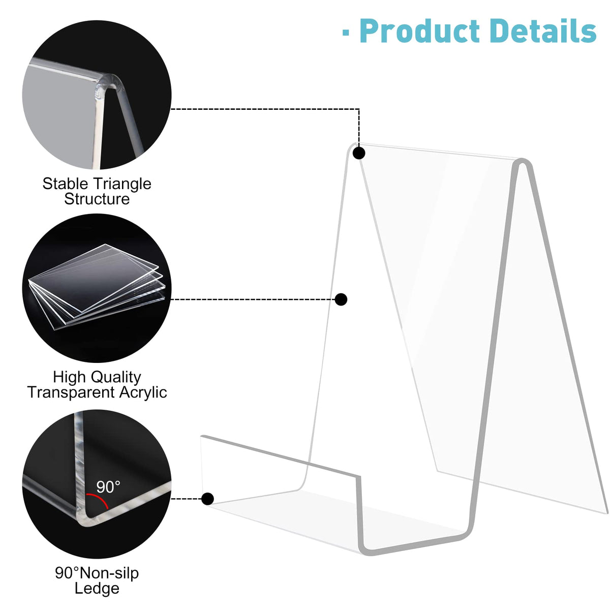 trophable 6 Pack Acrylic Book Stand Thickened Clear Book