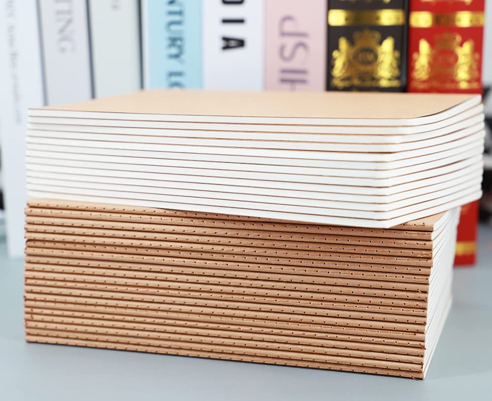 Wotion Kraft Blank Notebook 32 Pack, A5 Journal, 8.3" x 5.5", 60 Pages Thick No Bleed Paper, Soft