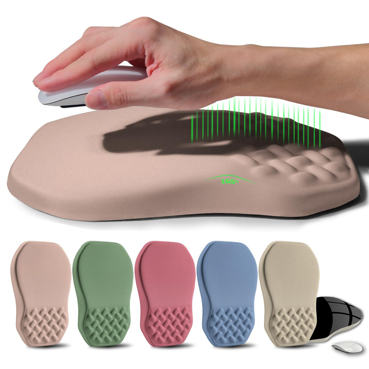 Gleamtide Ergonomic Raised Mouse Pad Wrist Support with Bilateral Slope Memory Foam Mousepad for