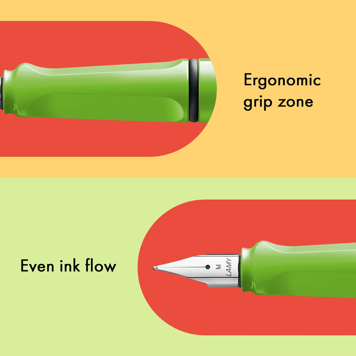 LAMY safari green - Fountain Pen with ergonomic grip & polished steel nib in size M - ideal for any