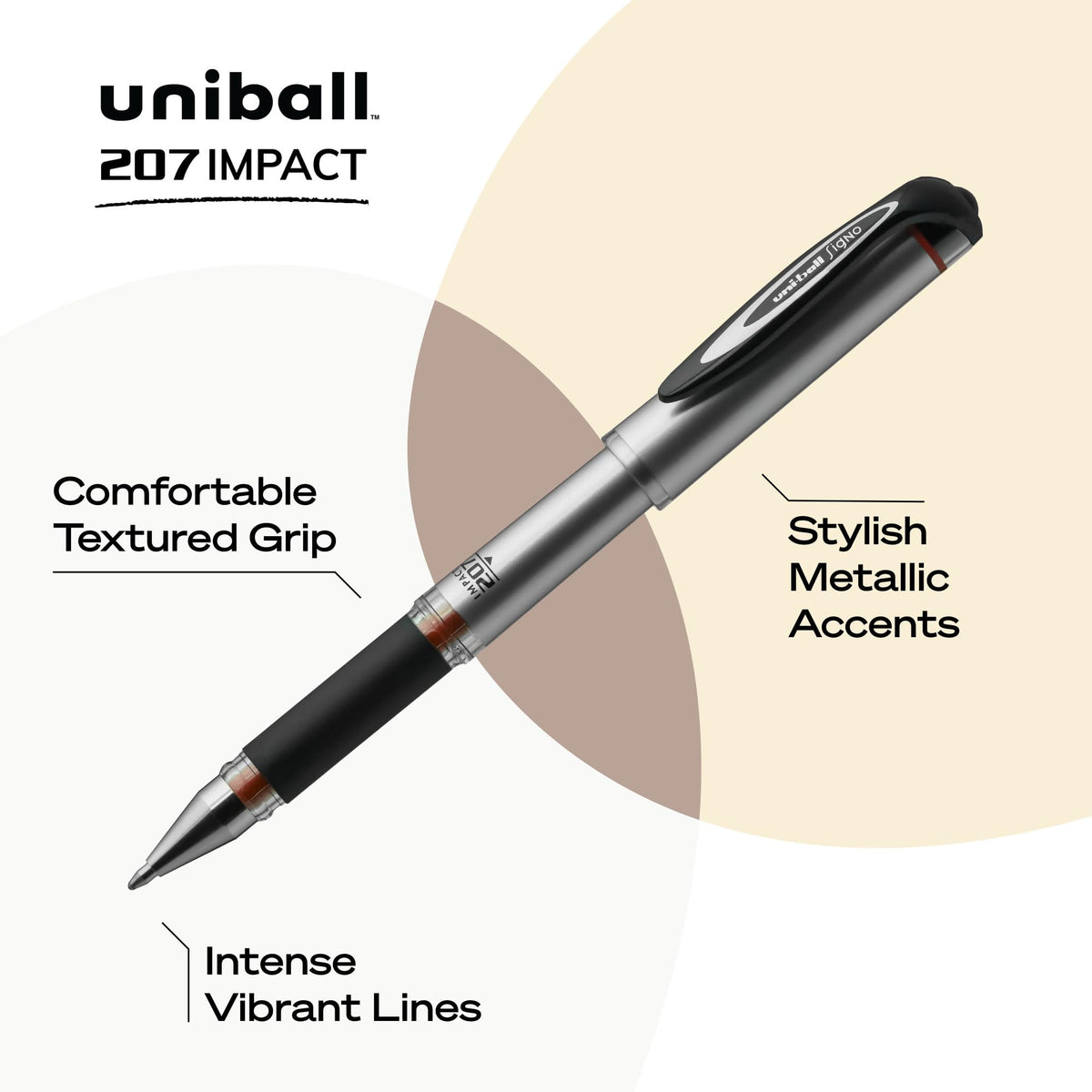 uniball™ 207 Impact Gel Pens, Bold Point (1.0mm), Red, 12 Pack
