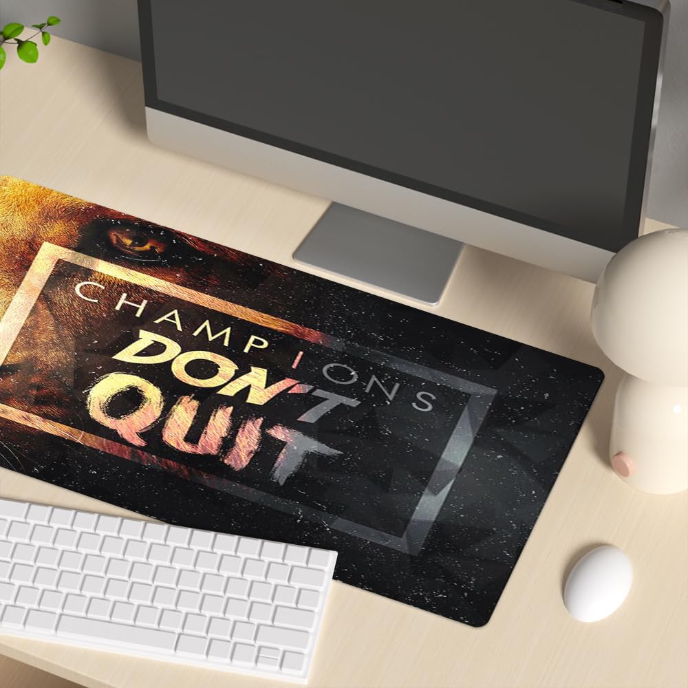 Reateforin Champions Don’t Quit Inspirational Mousemat Large Gaming Mouse Pad Extended Desk