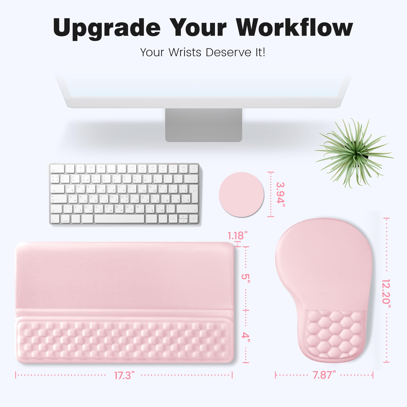 Ospelelf Ergonomic Mouse Pad and Keyboard Stand Wrist Rest Set, Memory Foam Comfort, Pain Relief