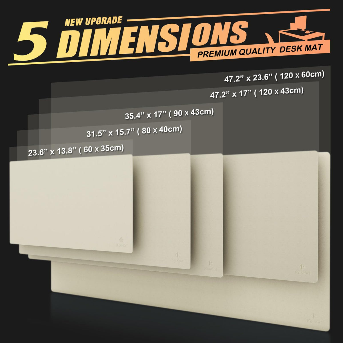 K KNODEL Extra Large Desk Mat, Leather Mouse Pad (47.2"x17", Ivory Cream)