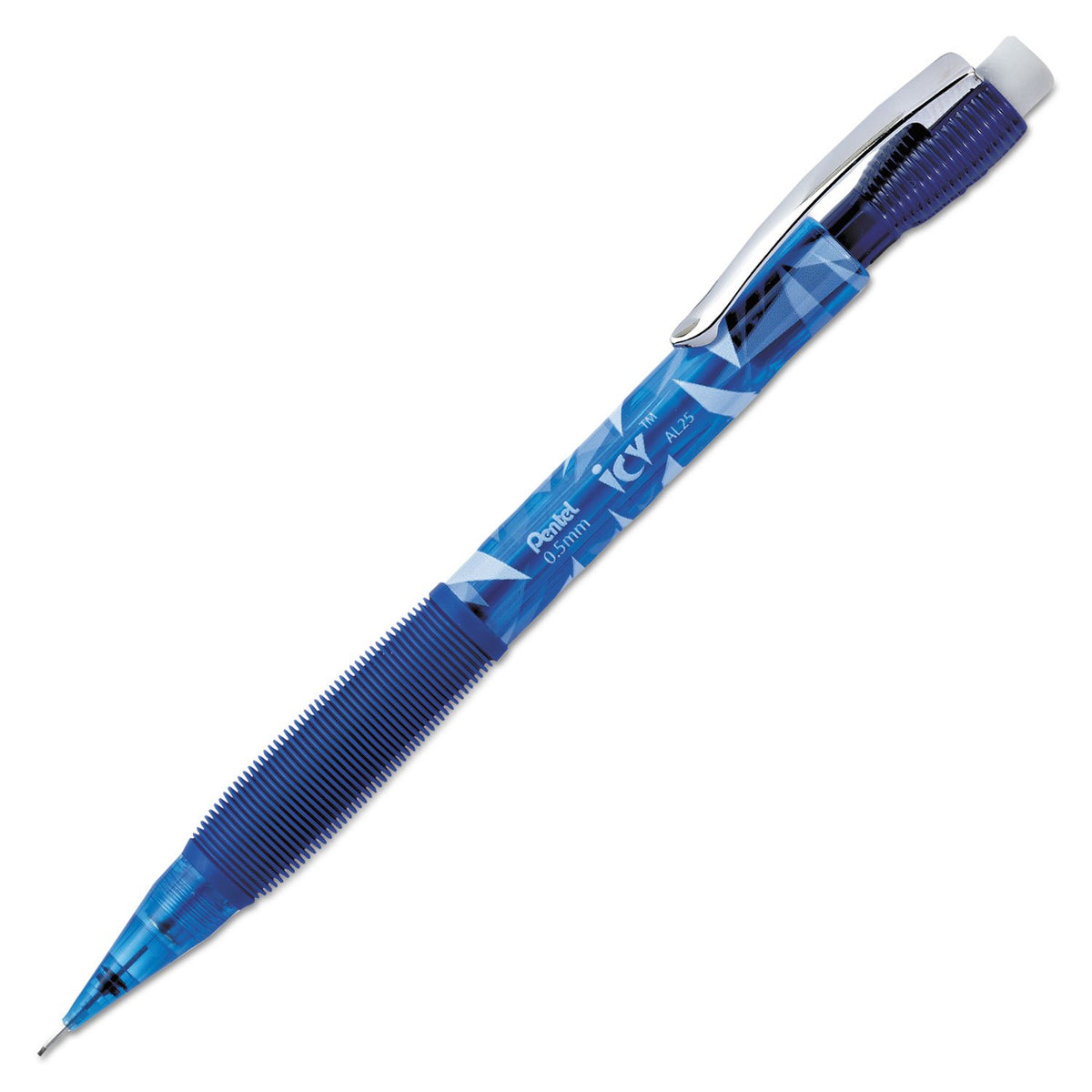 Pentel Icy Automatic Pencil, 0.50 mm, Transparent Blue Barrel, Box of 12 (AL25TC)
