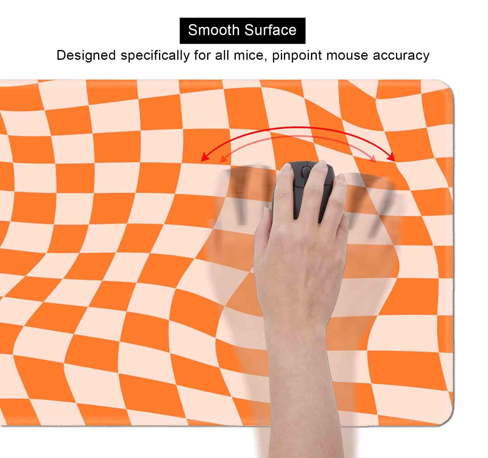 SXCKANG Orange Checkered Desk Pad, Boho Pattern Extra Large Mouse Pad, Desk Protector Pad, Writing