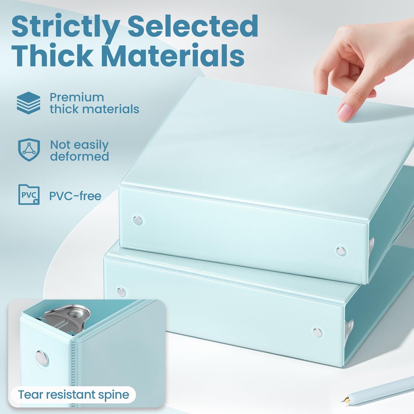 SUNEE 3 Ring Binders 2 Inch 4 Pack, Clear View Binder Three Ring PVC-Free (Fit 8.5x11 Inches) for