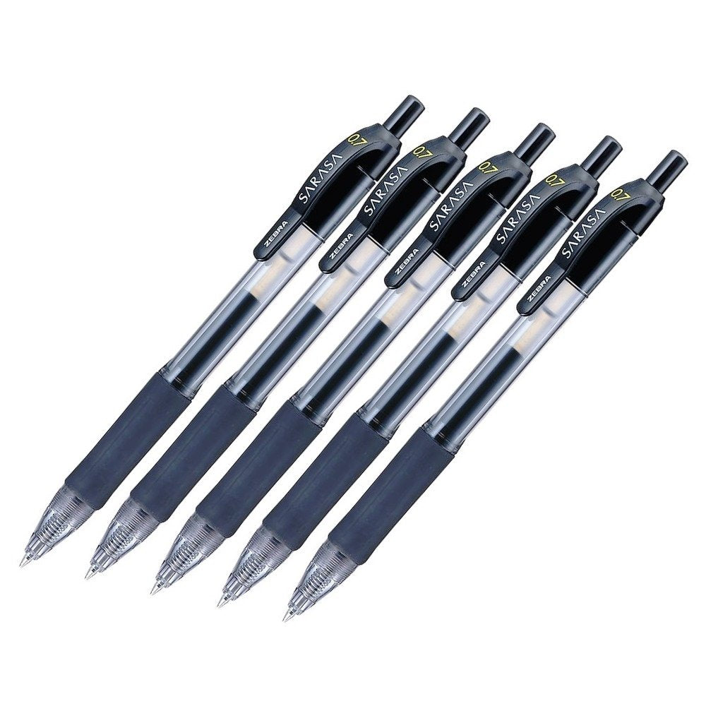 ZEBRA P-JJB3-BK5 Gel Ballpoint Pen, Sarasa, 0.7, Black, 5 Pens