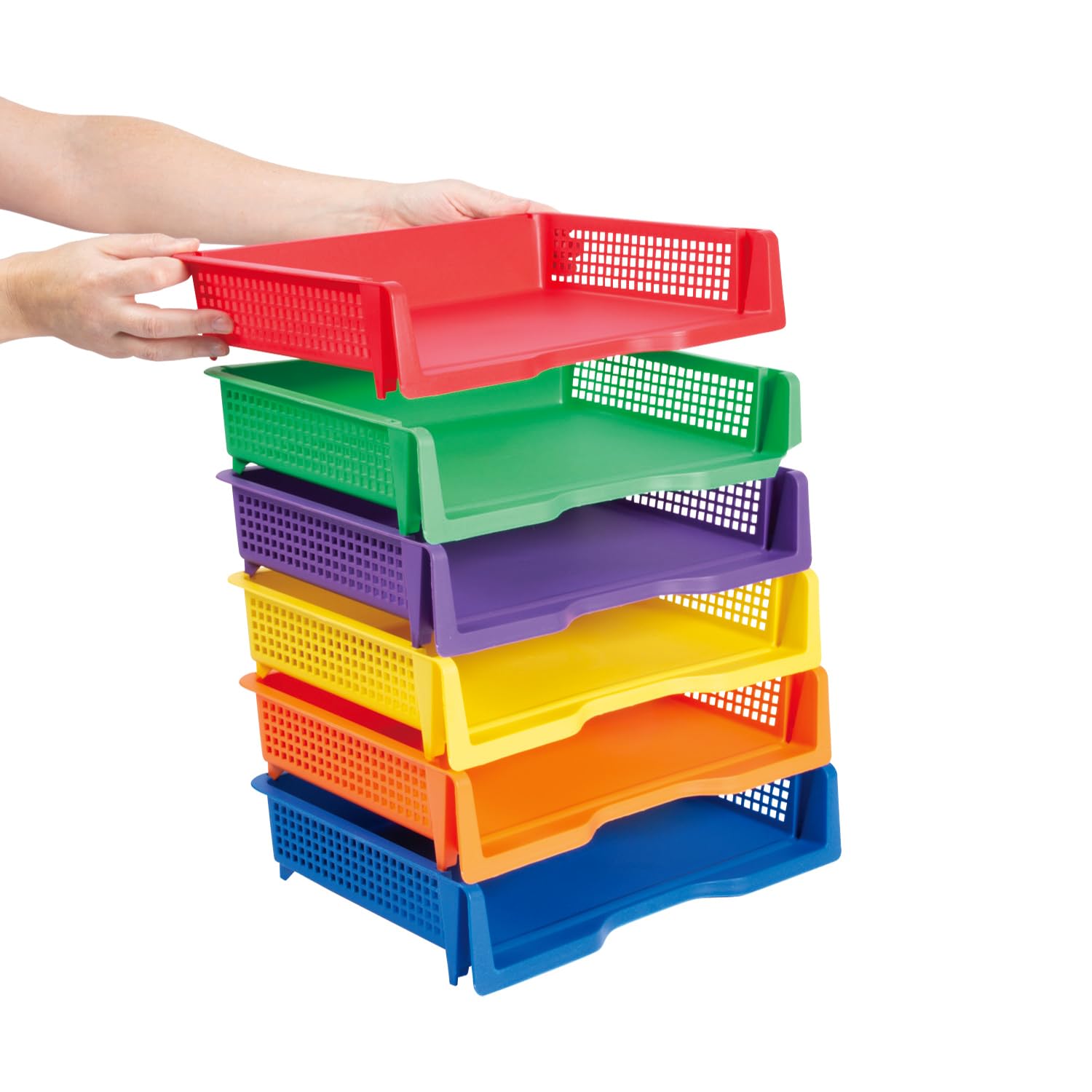 Fun Express Paper Organizer Stackable Plastic Trays 6 Pack