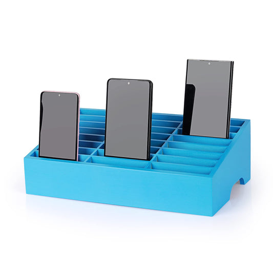 Ozzptuu 24-Grid Wooden Cell Phone Holder Desktop Organizer