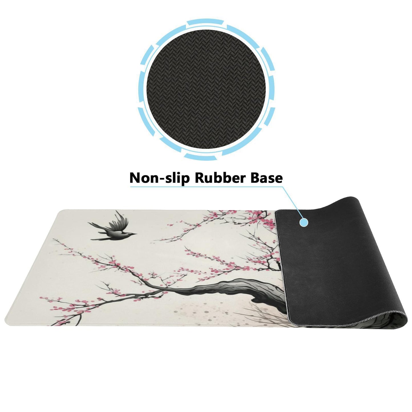 Japanese Cherry Blossom Style XXL Mouse Pad - Non-Slip Mouse Protector for Gaming, Office and Home