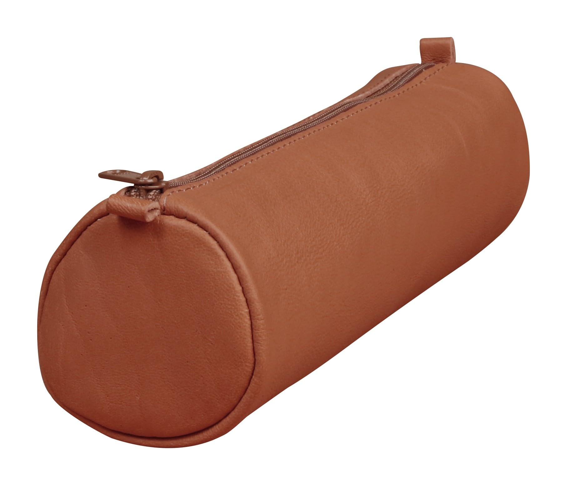 Clairefontaine 77017C Collection Age Bag One Round Genuine Brown Lambskin Pencil Case - 21 cm x 6