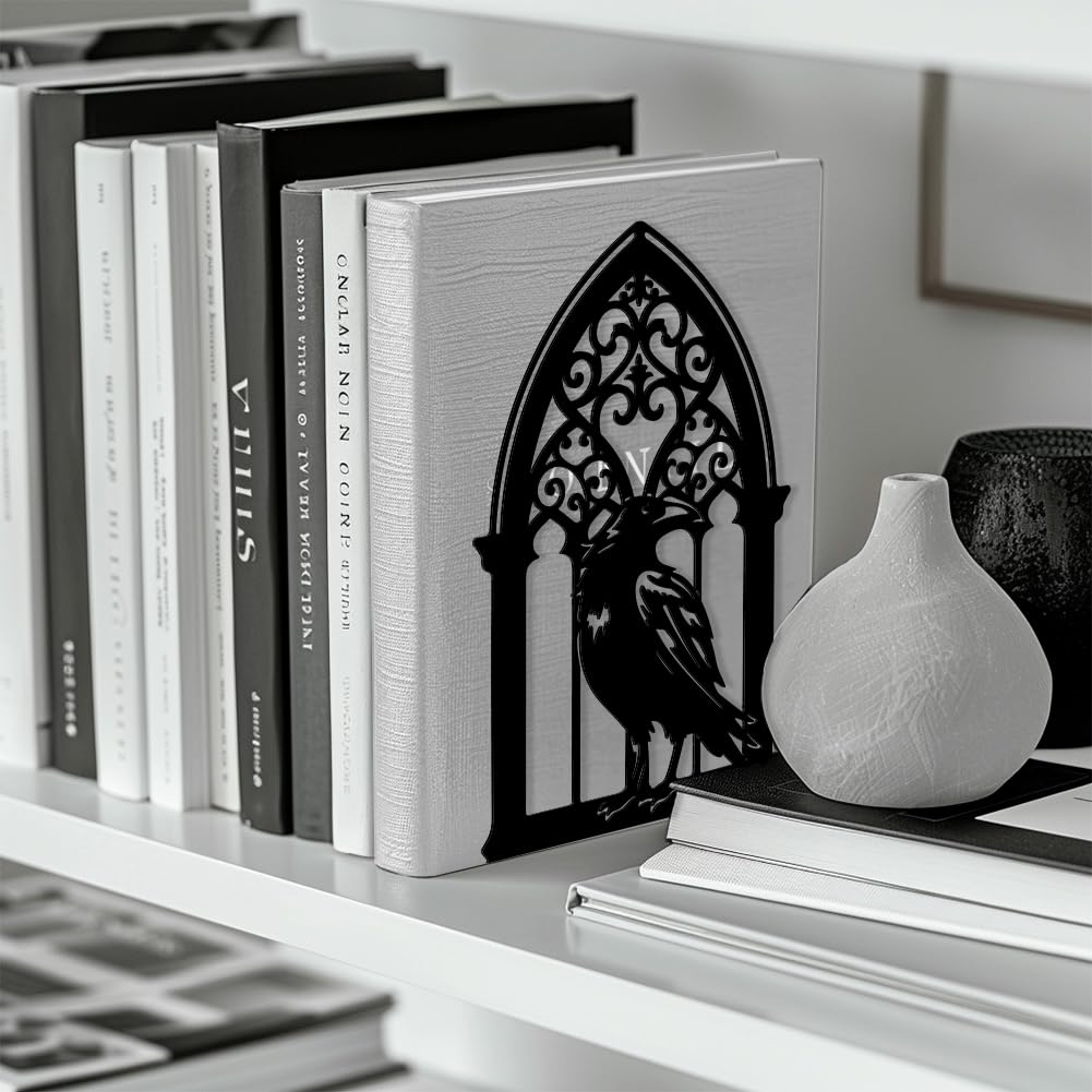 Peacoblue 5.3"x4.3"x7.9" Metal Bookends, Heavy Duty Book Ends for Shelves