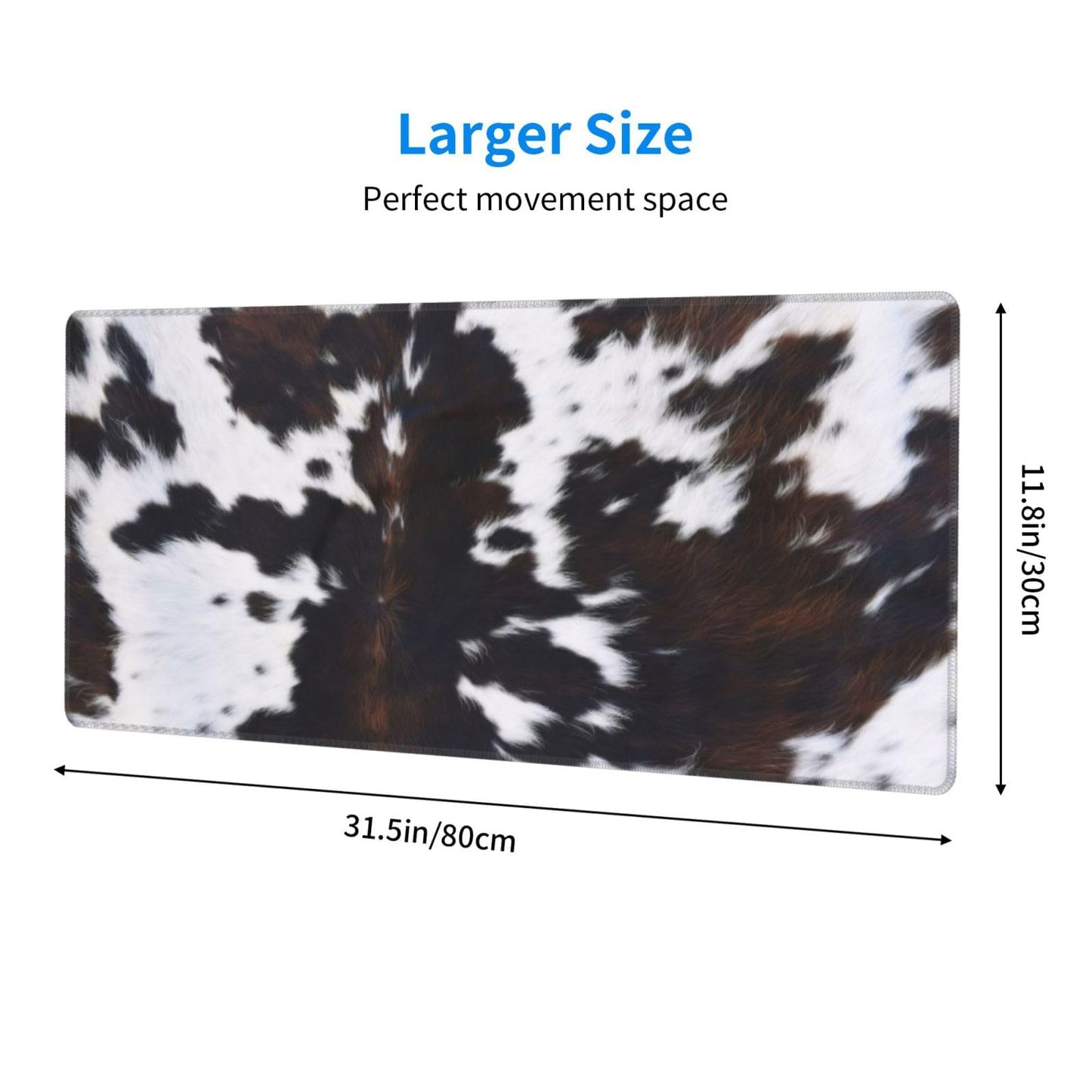 PPZCXWP Cowhide Print Mouse Pad 31.5x11.8 Large Faux Fur Desk Mat