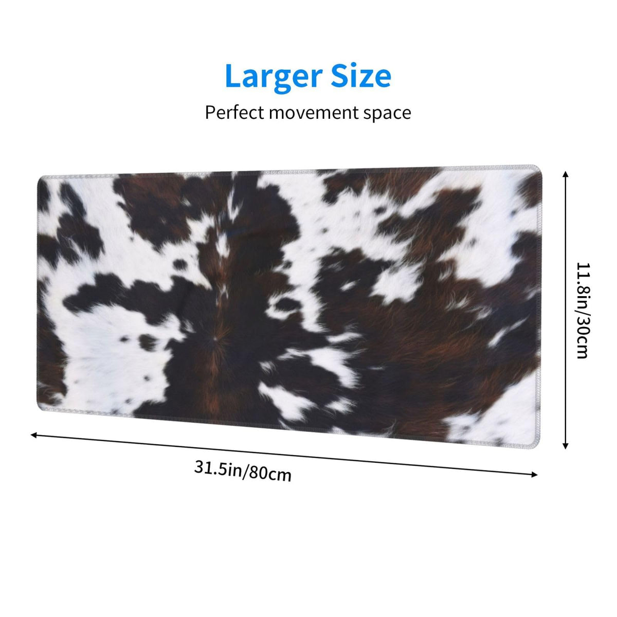 PPZCXWP Cowhide Print Mouse Pad 31.5x11.8 Large Faux Fur Desk Mat