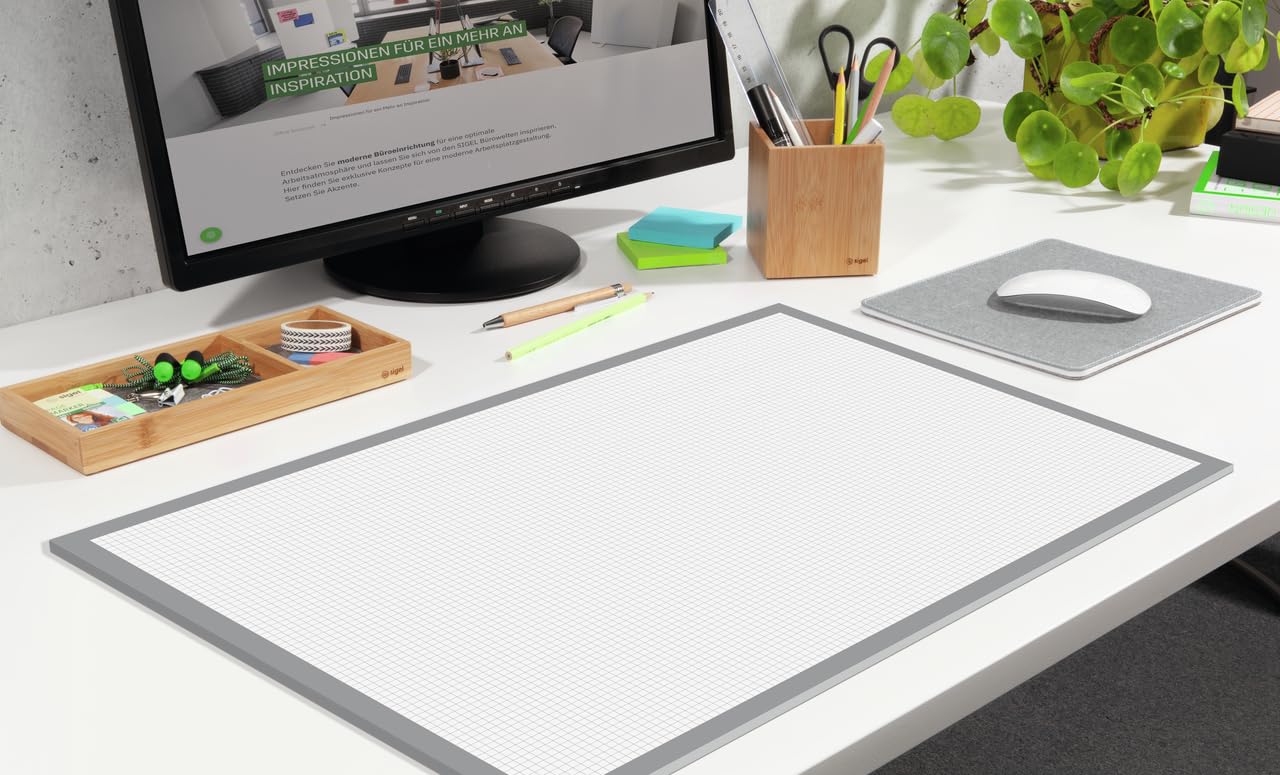 Sigel HO260 59.5 x 41 cm "Squared" Paper Desk Pad - Grey