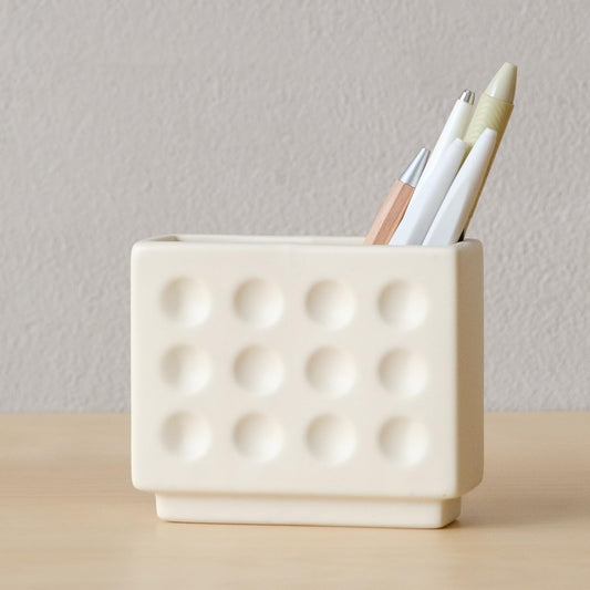 WENSHUO Ceramic Pen Holder,Pen Holder for Desk, Makeup Brush Holder, Crème