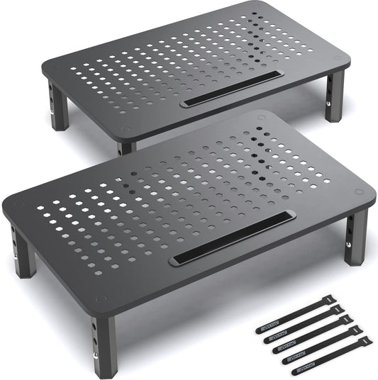 EVOOMI Back Saver Monitor Stand for Desk - 2 Pack Monitor Riser - Anti-Skid HD Hexagonal Steel