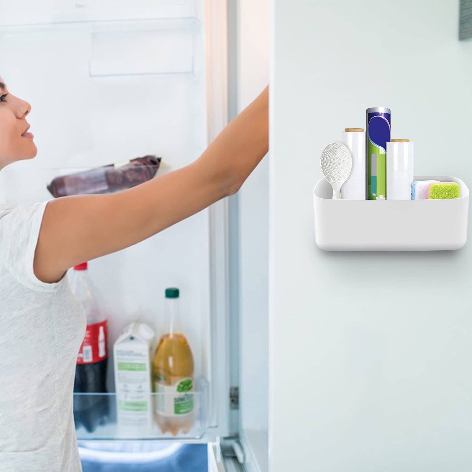 MoKo Magnetic Pen Holder and Lint Bin, Wide Storage Organizer, White