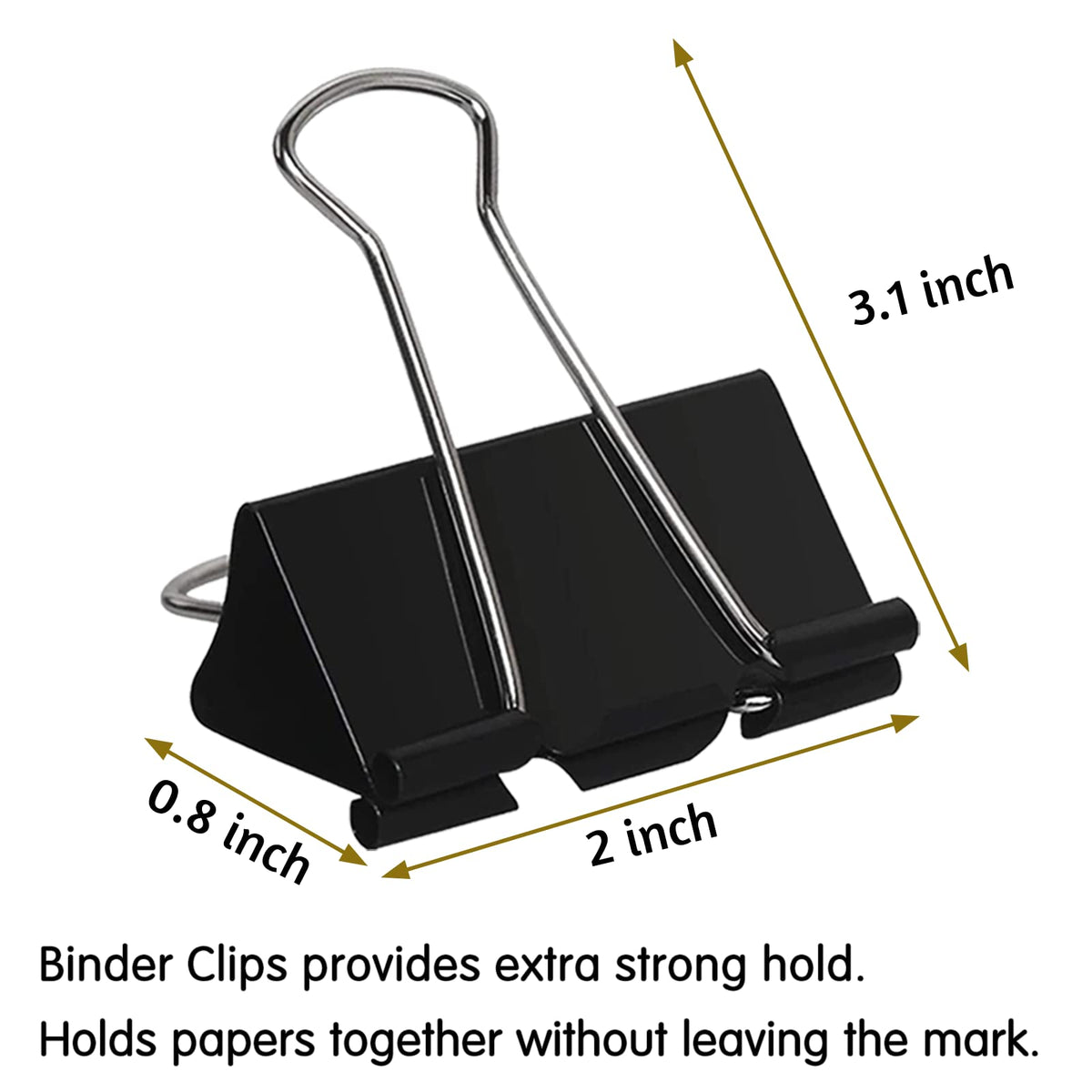 OWLKELA 48 Pcs Paper Binder Clips, 2 inch, Black