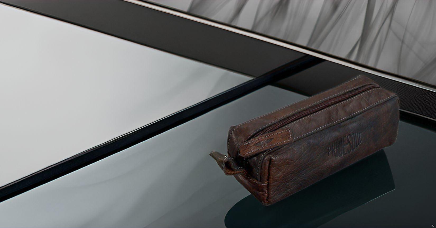 Pride and Soul Cowhide Pencil Case Grey/Brown
