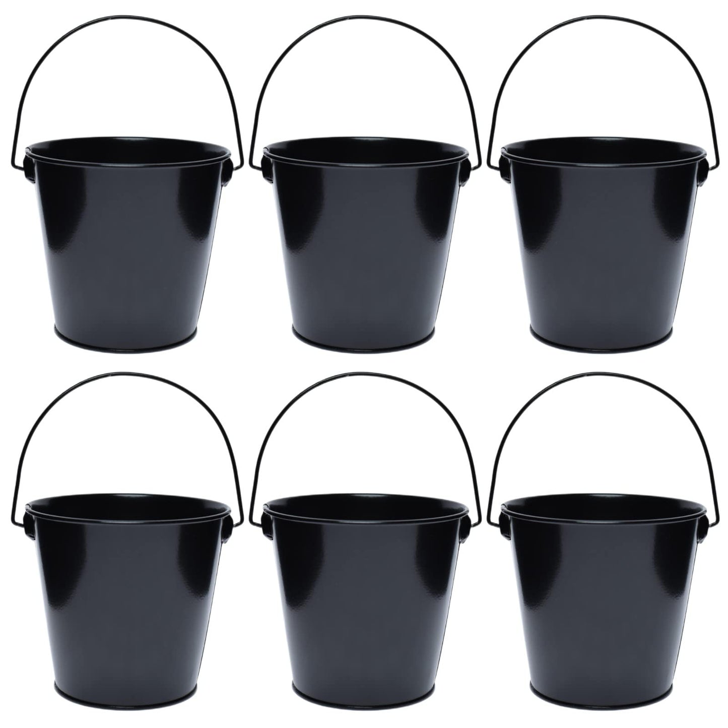 TAKMA Metal Buckets with Handle - 6 Pack 4.3 Inch Small Iron Pail, Easter Bucket,Pencil Holder and