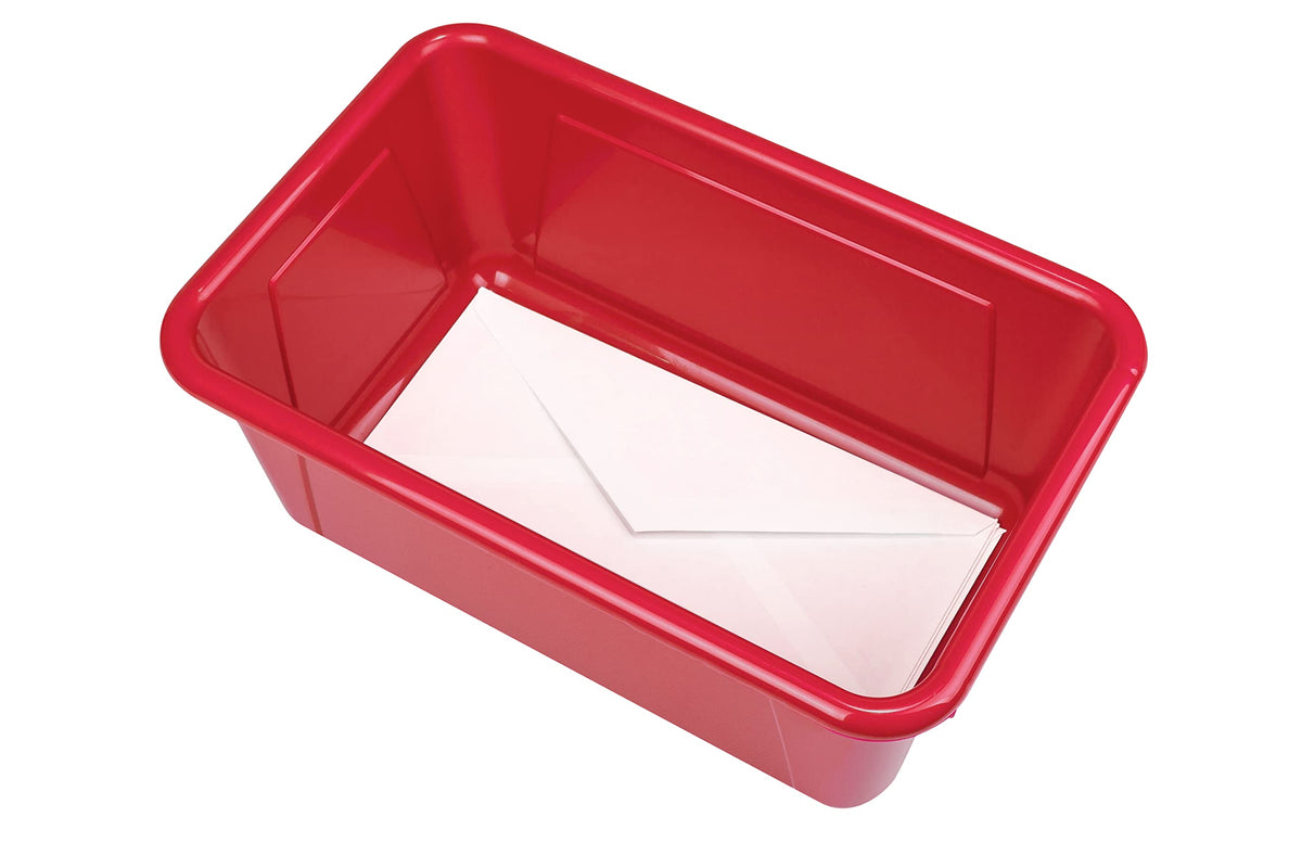 Storex Small Cubby Bins – Plastic Storage Containers for Classroom with Non-Snap Lid, 12.2 x 7.8 x