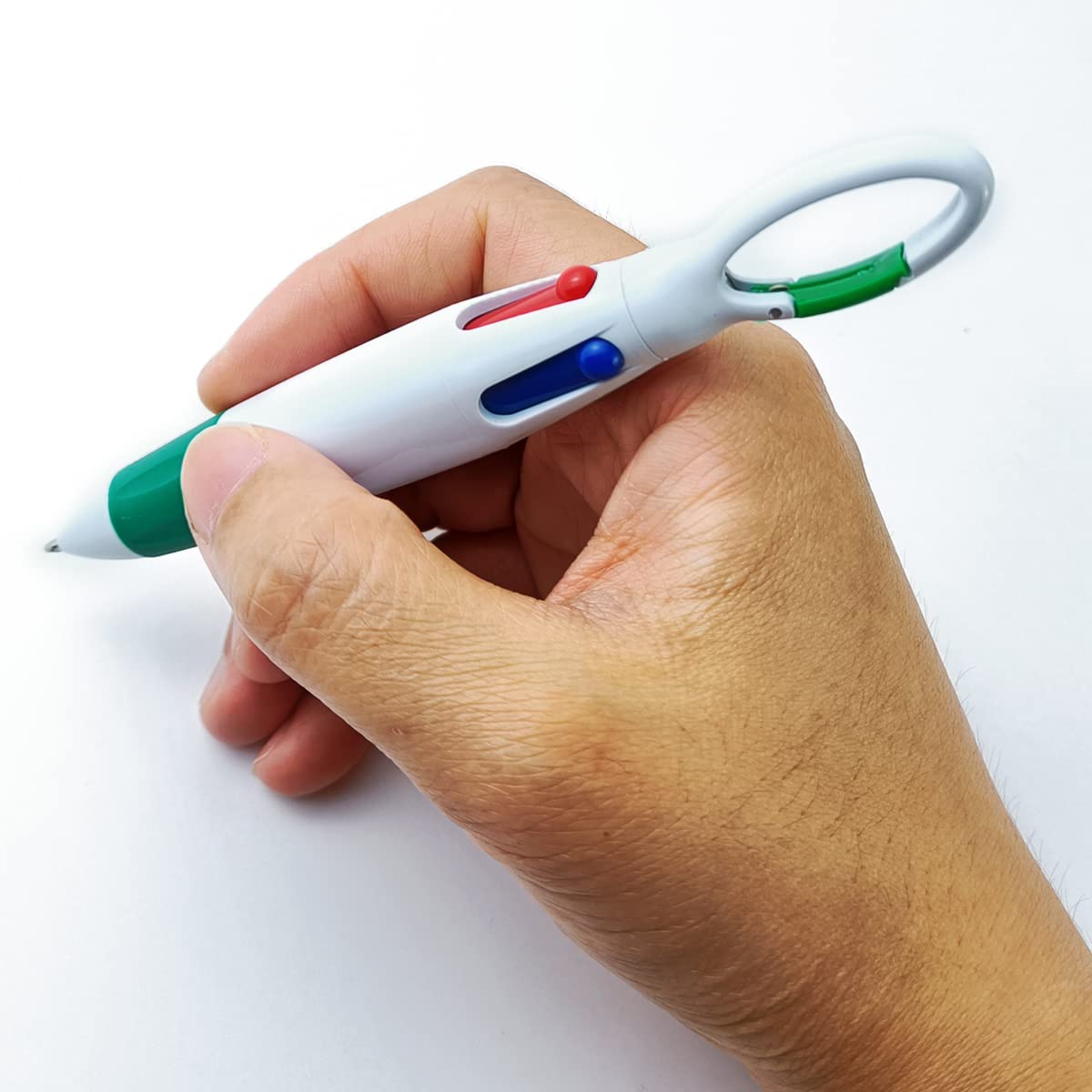 NSBELL 36PCS Plastic Carabiner Shuttle Pens 4-in-1 Retractable Ballpoint Pens Multicolor Pens with
