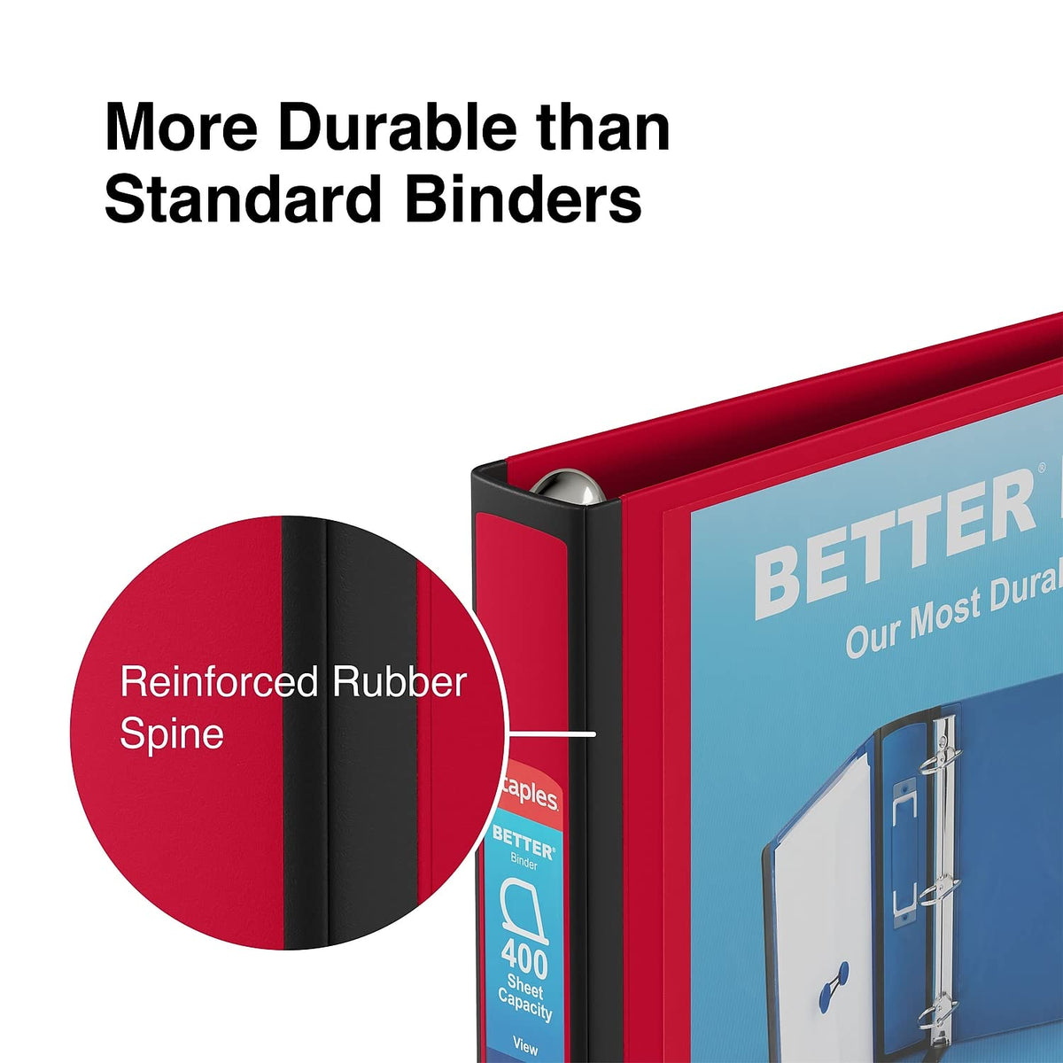 Staples Better Binder, 1.5 Inch D-Ring, Red, 400 Sheets, 3-Pack