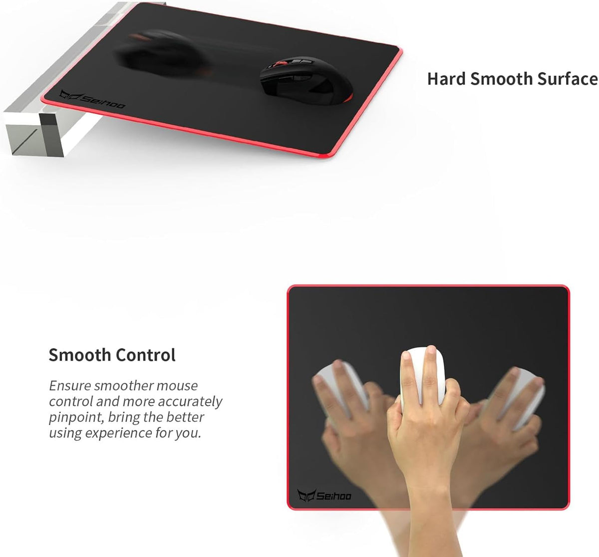 Seihoo Mouse Pad, Resin Hard Surface Mouse Mat Polymer Silicone Bottom Gaming Mousepad No Smell