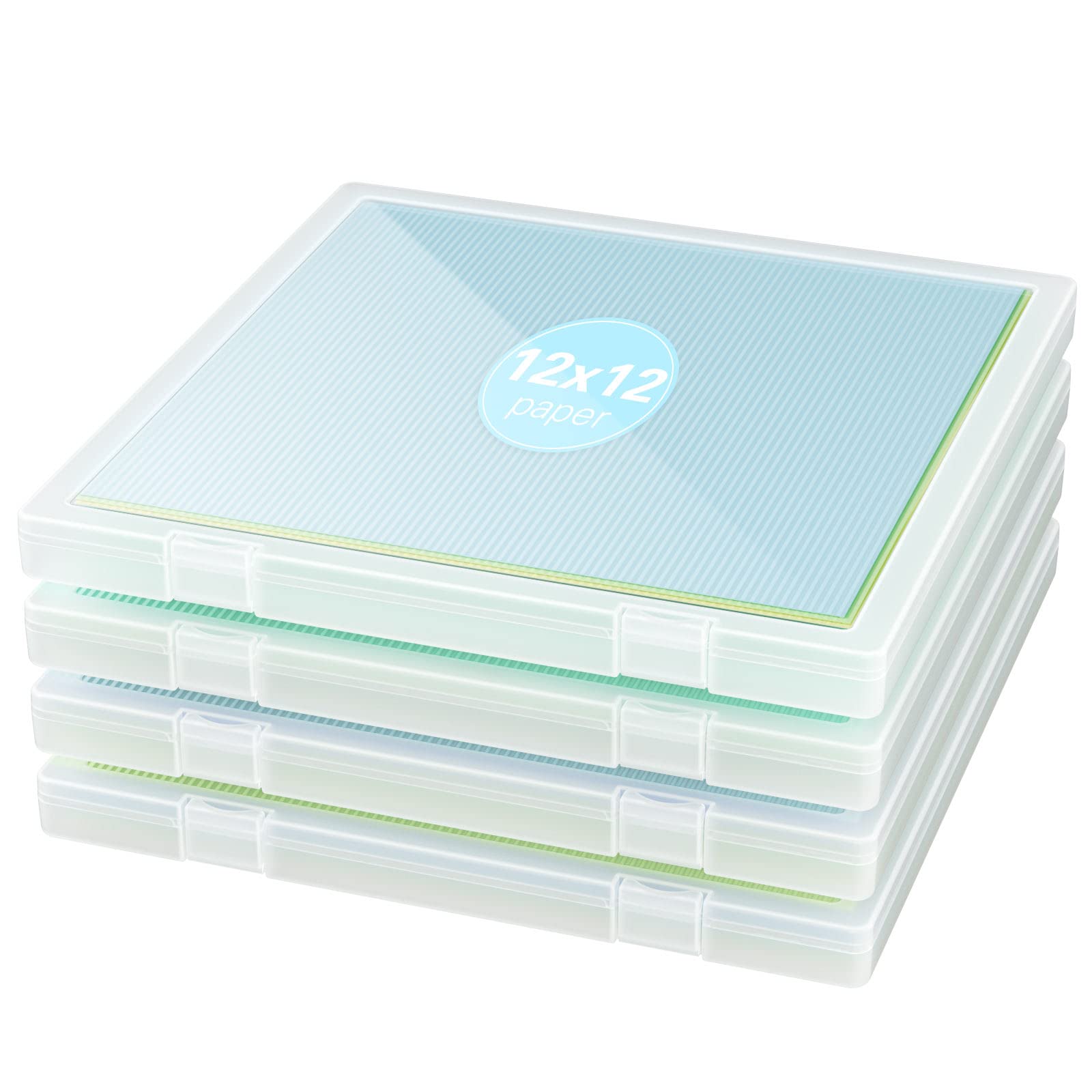 Denkee 12 x 12 Paper Storage, 4 Pack Scrapbook Paper Organizer Storage, Craft Organizers Box