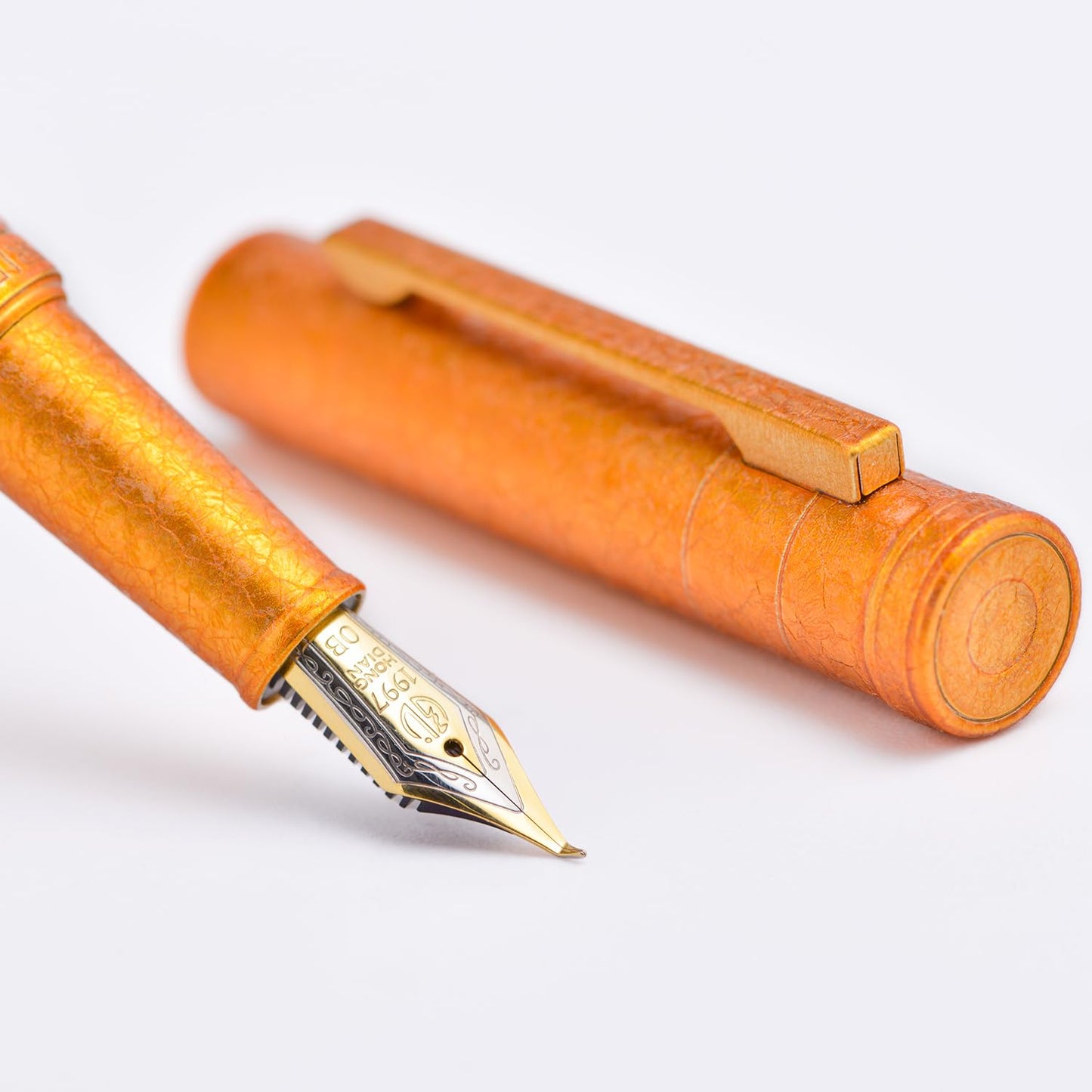 Hongdian 1851 Forest Fountain Pen Golden Ice Flowers, Bent Nib Classic Design with Converter and