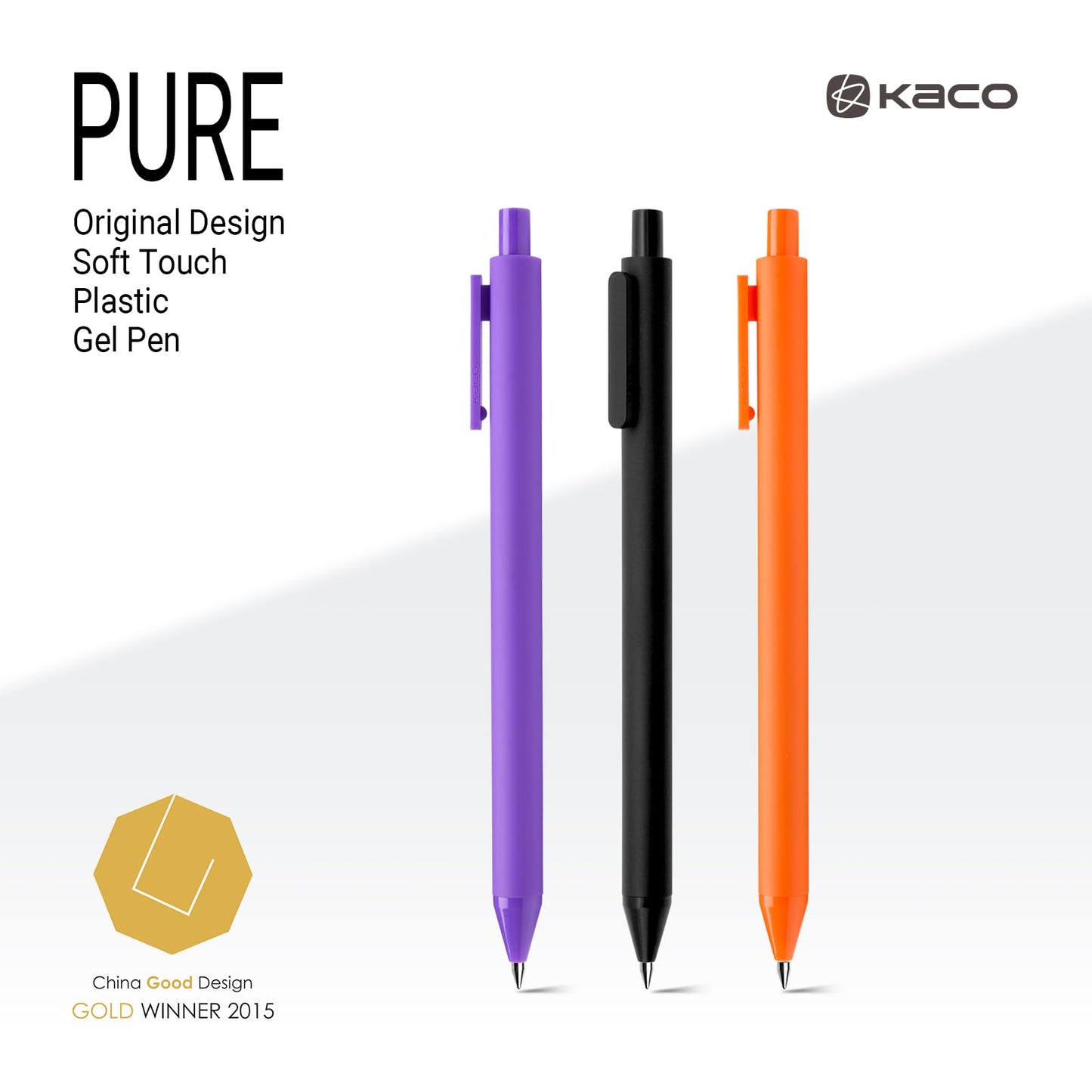 Kaco PURE Colored Gel Pens 0.5mm 40 Pieces Set Comfort Grip Quick Drying