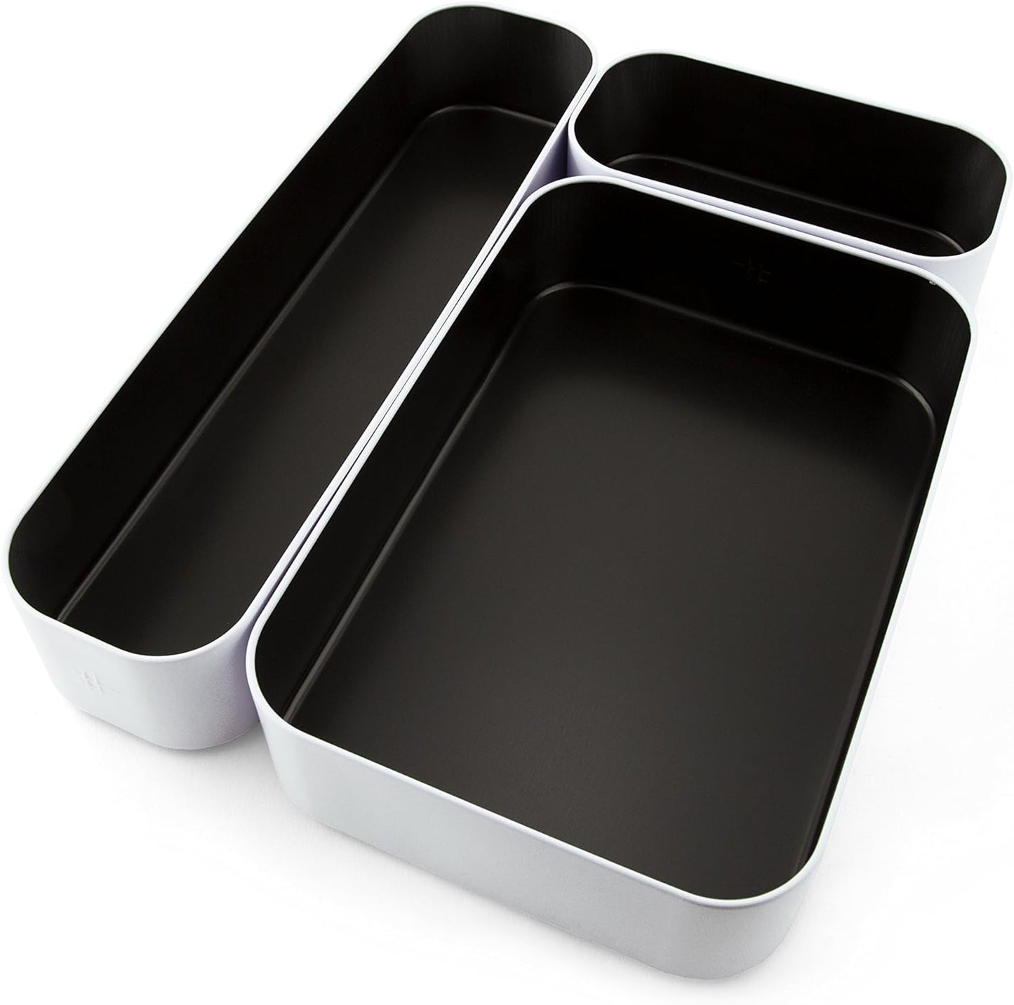 Three by Three Seattle Metal Drawer Organizer Tray Set, 3-Pc, 1" Deep