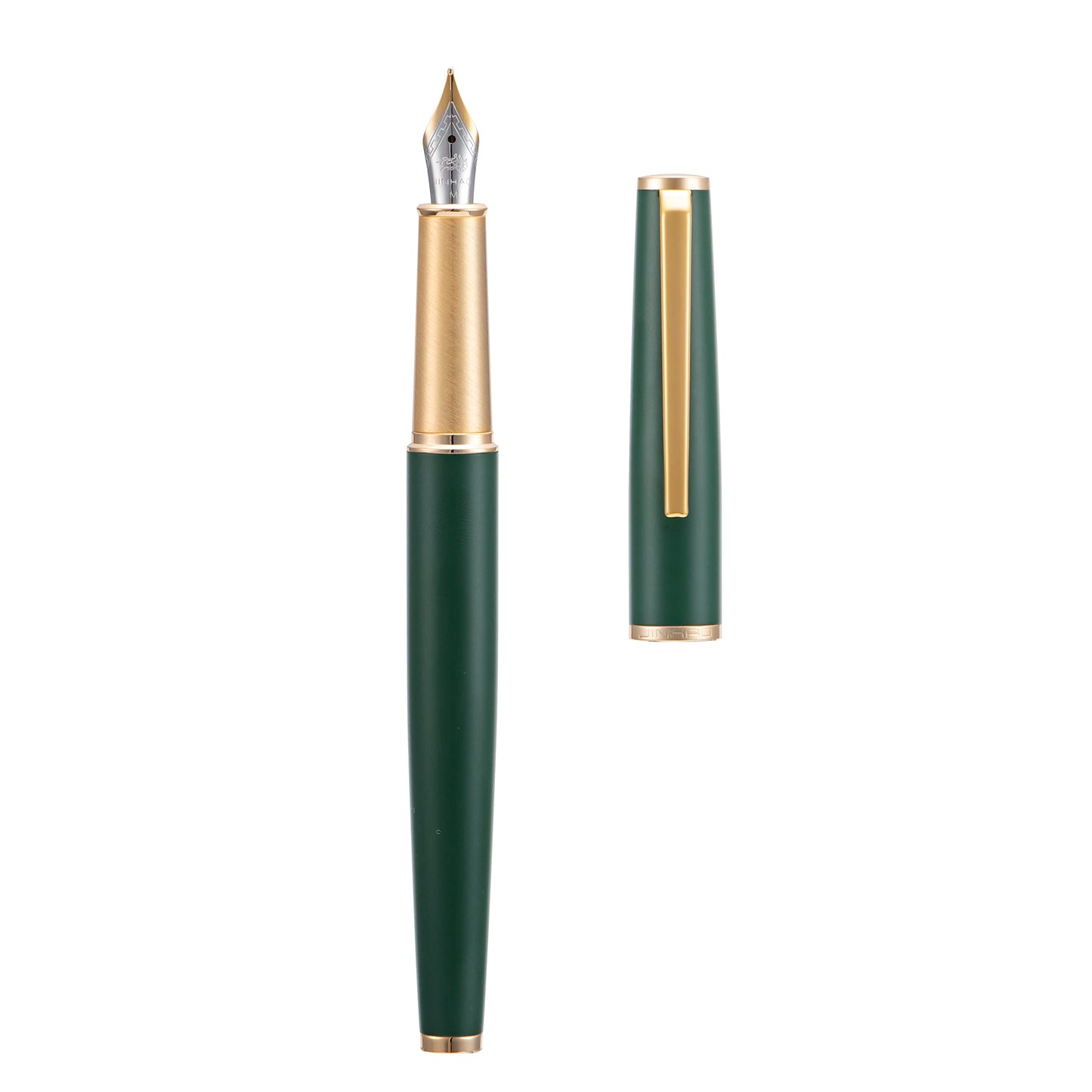 Jinhao 95 Metal Fountain Pen Extra Fine Nib, Matte Green with Golden Clip Writing Pen