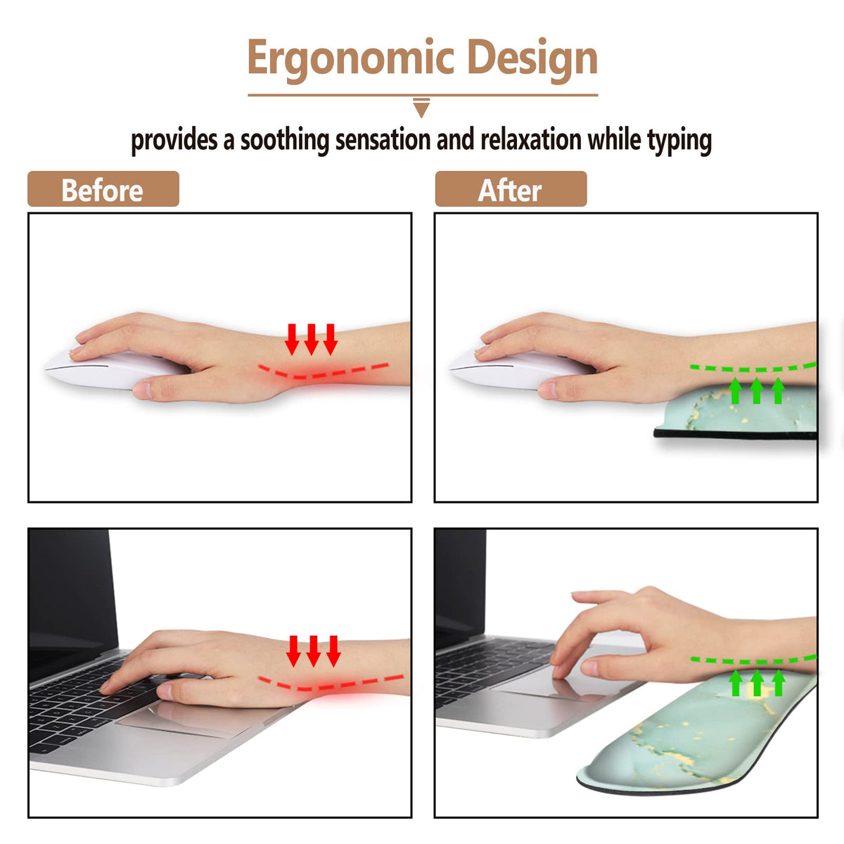 ARTSO Ergonomic Wrist Rest + Mouse Pad + Keyboard Wrist Support + Coaster, Memory Foam Mousepad