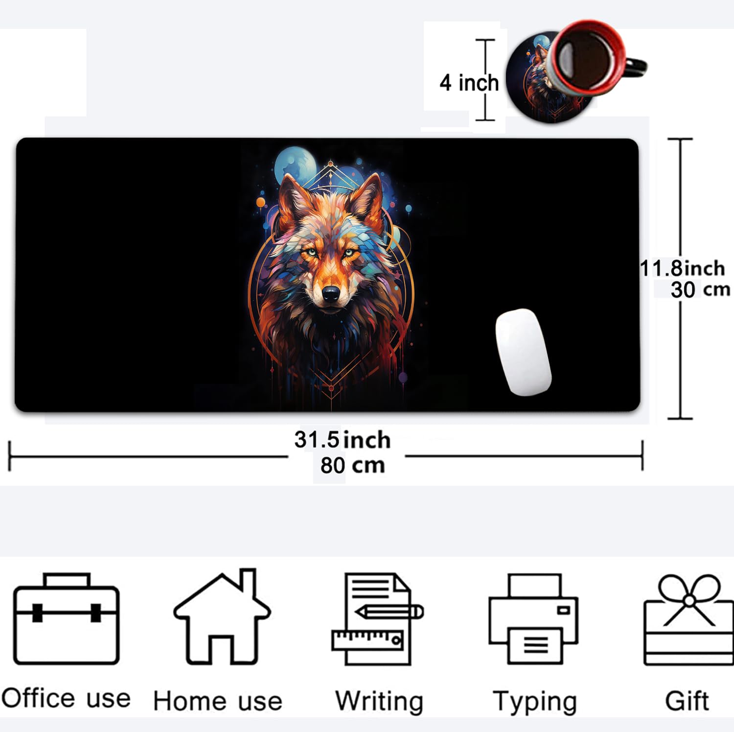 Large Mouse Pad, 31.5 x 11.8in Extended Gaming Mouse Pad with Stitched Edges, XXL Mousepad