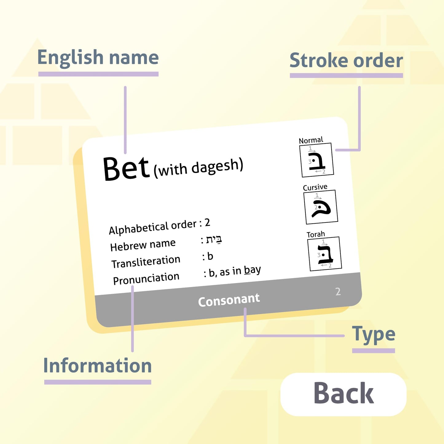 CARDDIA | Biblical Hebrew Alphabet Educational Flashcards | Includes Consonants, Vowels, Dagesh